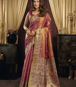peach tissue with tassels traditional wear saree