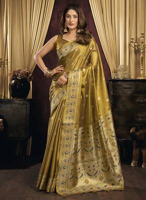 gold tissue with tassels traditional wear saree 1