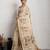 Cream jari embroidery mirror work linan saree with blouse
