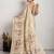 Cream jari embroidery mirror work linan saree with blouse