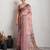 Dark pink jari embroidery mirror work linan saree with blouse