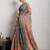 Pink jari embroidery mirror work linan saree with blouse