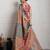 Pink jari embroidery mirror work linan saree with blouse