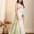 Green printed semi cotton saree with blouse