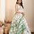 Dark green printed semi cotton saree with blouse