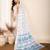 Blue printed semi cotton saree with blouse