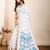 Blue printed semi cotton saree with blouse