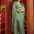 Light cyan velvet heavy embroidery sequence work party wear saree