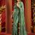 Light cyan velvet heavy embroidery sequence work party wear saree