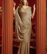 Chiku velvet heavy embroidery sequence work party wear saree
