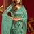 Light sky blue velvet heavy embroidery sequence work party wear saree