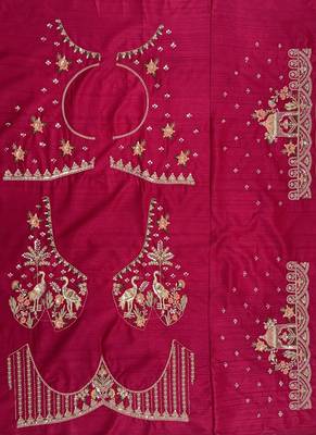 Rani Pink Color Embroidered,Beads,Zari And Sequins Work Silk _Blend Lehnega Choli 5