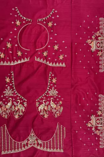 Rani Pink Color Embroidered,Beads,Zari And Sequins Work Silk _Blend Lehnega Choli