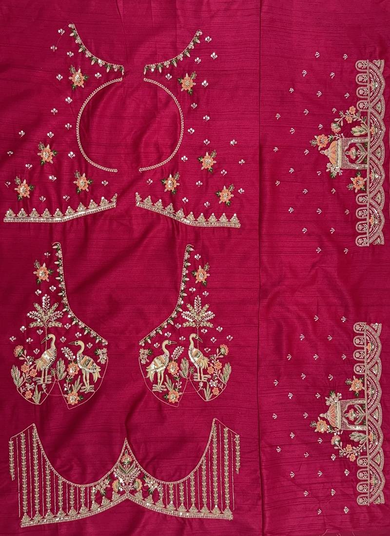 Rani Pink Color Embroidered,Beads,Zari And Sequins Work Silk _Blend Lehnega Choli