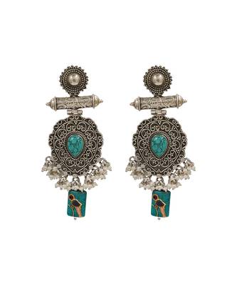 Oxidised silver turquoise earrings 1