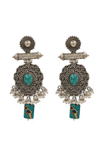Oxidised silver turquoise earrings