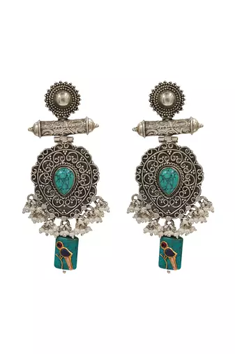 Oxidised silver turquoise earrings
