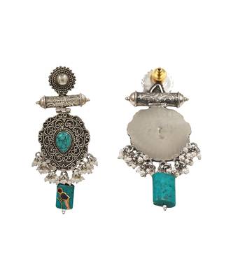 Oxidised silver turquoise earrings 2