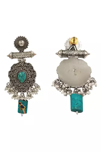 Oxidised silver turquoise earrings