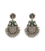 Bird motif oxidised silver earrings