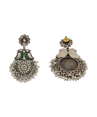 Bird motif oxidised silver earrings 2