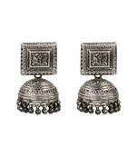 Handcrafted oxidised silver classic jhumka earrings