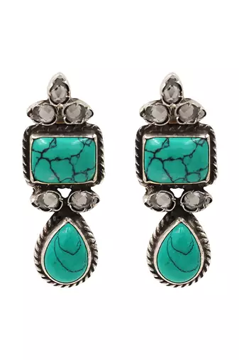 Turquoise stone statement earrings
