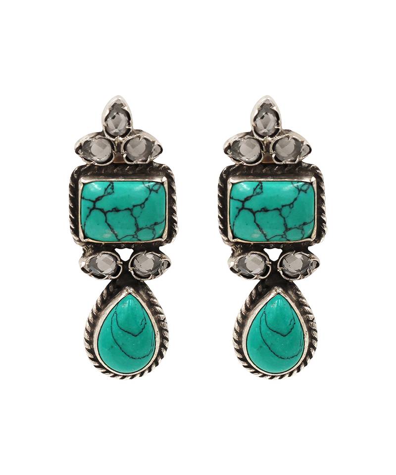 Turquoise stone statement earrings