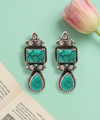 Turquoise stone statement earrings 3