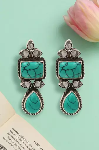 Turquoise stone statement earrings