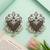 Oxidised silver kundan pearl statement earrings