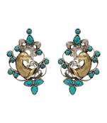 Dual plated peacock motif silver earrings