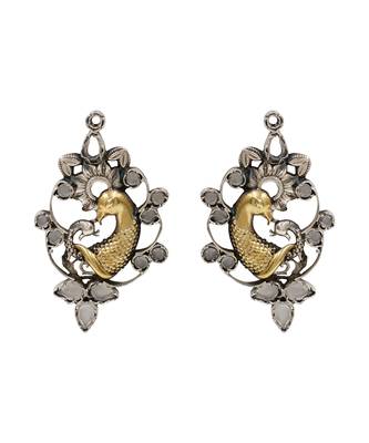 Dual plated peacock motif statement earrings 1