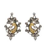 Dual plated peacock motif statement earrings