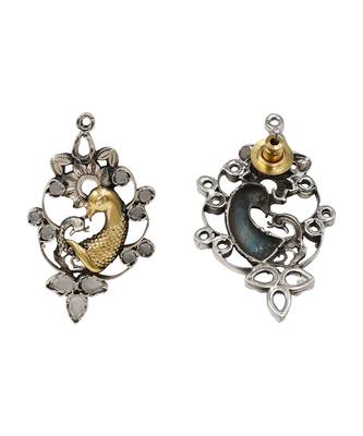 Dual plated peacock motif statement earrings 2