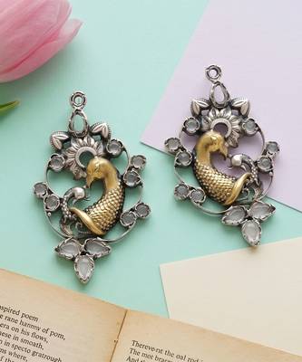 Dual plated peacock motif statement earrings 3