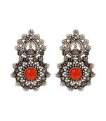 Oxidised peacock motif silver statement earrings