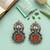 Oxidised peacock motif silver statement earrings