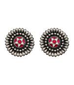 Oxidised silver kundan earrings