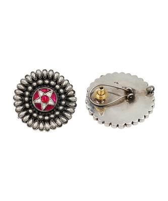 Oxidised silver kundan earrings 2
