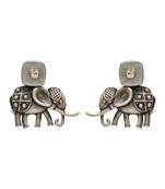 Oxidised elephant motif silver stud earrings