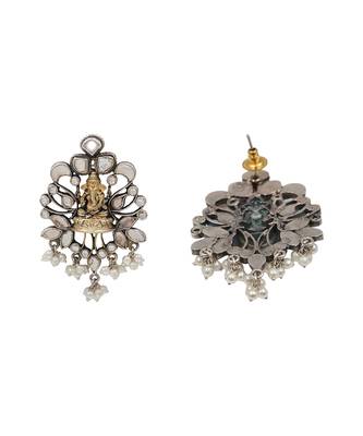 Dual plated ganesha motif silver earrings 2