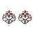 Floral silver kundan red stones earrings