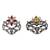 Floral silver kundan red stones earrings