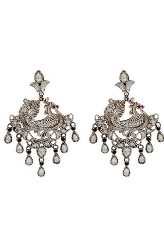 Heritage peacock kundan statement earrings