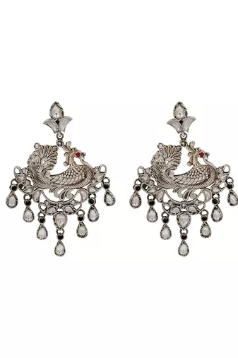 Heritage peacock kundan statement earrings