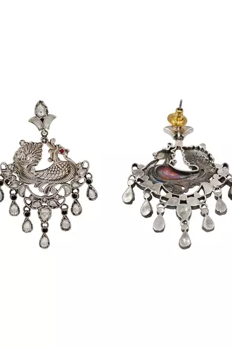 Heritage peacock kundan statement earrings