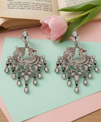Heritage peacock kundan statement earrings 3