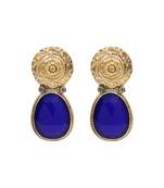 Handcrafted dual plated silver blue stone earrings