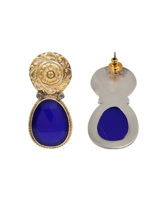Handcrafted dual plated silver blue stone earrings 2